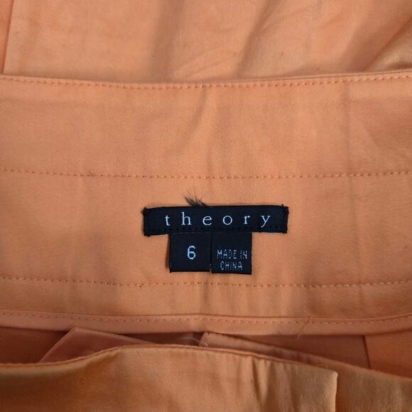 Theory Orange Belted A Line Pleated Skirt Size 6 - Picture 3 of 5
